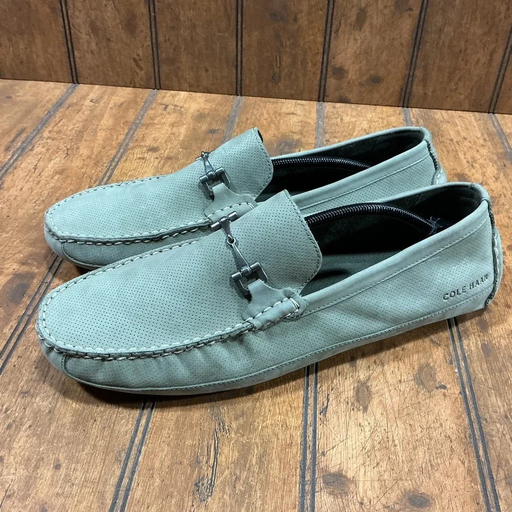 Cole Haan Wyatt Bit Tea Leaf Green NubuckDriver Shoes Penny Loafers Men's 12 M